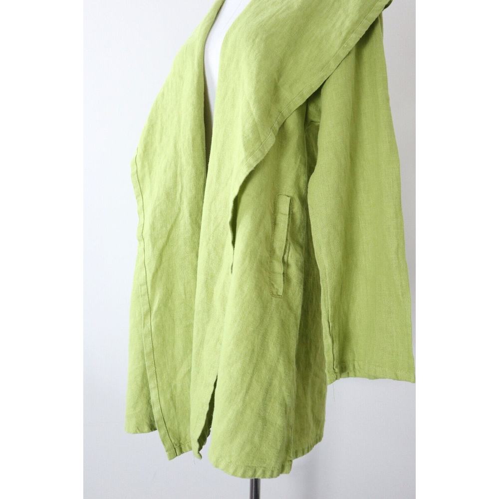 Bryn Walker Size XS Heavy Linen Jacket Drape Front Gooseberry Lime Green - Picture 6 of 14